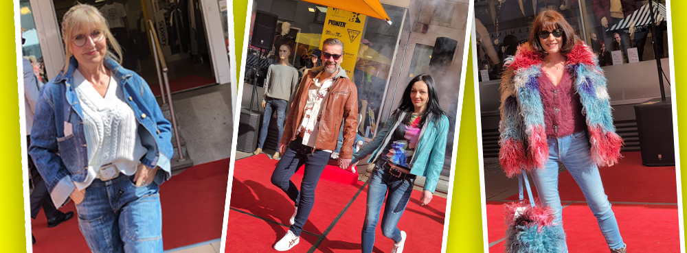 Frank Helbigs Team: Catwalk Mode & Show bei einer vergangen Modenschau auf dem roten Teppich vor der Jeans-Box in Gaggenau